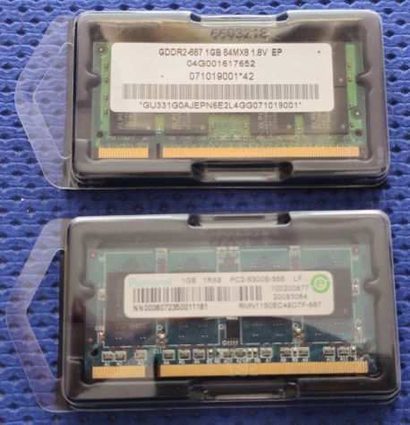 02 banchi di memoria ram DDR2 a 667Mz da 1Gb cadauno per pc portatili