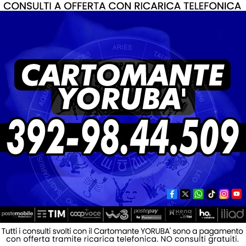 Il Cartomante Yorubà è presente anche su: Facebook, Instagram, Youtube, Tiktok, WhatsApp e X