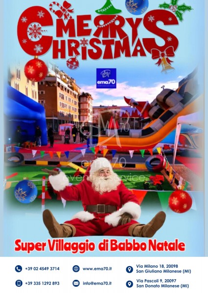 IL MAGICO MONDO DI BABBO NATALE – ALLESTIMENTI POSTAZIONE FISSA ANIMAZIONE DI NATALE ELFI E BABBO NATALE – DISTRIBUZIONE DI ZUCCHERO FILATO E/O CIOCCOLATA CALDA – IMPIANTO AUDIO – MUSICHE DI NATALE DIFFUSE PER TUTTA LA GIORNATA – EVENTI AZIENDALI - E