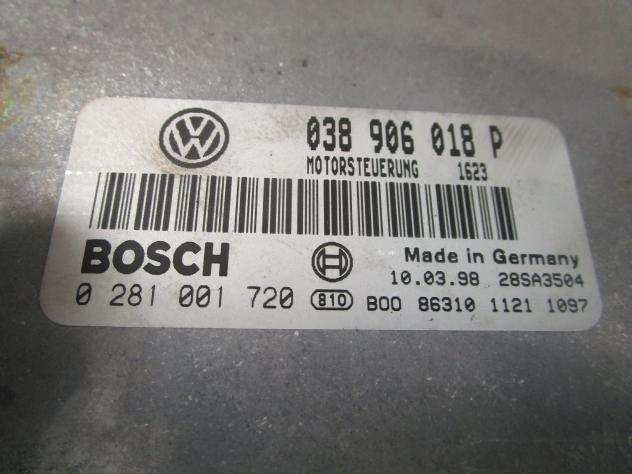 038906018P KIT ACCENSIONE AVVIAMENTO VOLKSWAGEN PASSAT 1.9 D 81KW 5M 4P (1998) RICAMBIO USATO CON CENTRALINA MOTORE, QUADRO STRUMENTI CONTACHILOMETRI,