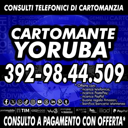 Tutti i consulti svolti dal Cartomante Yorubà sono a pagamento con offerta