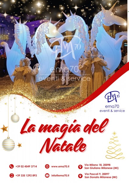 IL MAGICO NATALE  – ANIMAZIONE ITINERANTE NATALE – PARATA DI TRAMPOLIERI CON LANCIO DI CORIANDOLI BIANCHI – EVENTI AZIENDALI - EVENTI PRIVATI -EVENTI PUBBLICI 