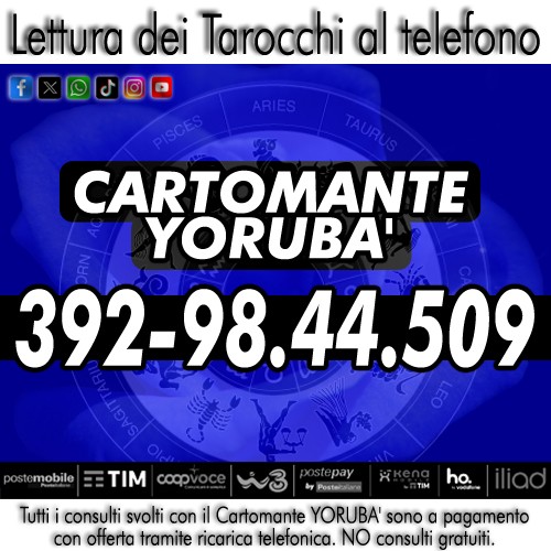 Il Cartomante Yorubà è presente anche su: Facebook, Instagram, Youtube, Tiktok, WhatsApp e X (Twitter)