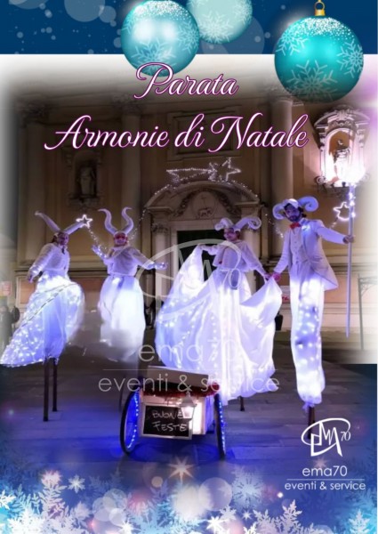 PARATA ARMONIA DI NATALE ANIMAZIONE ITINERANTE DI NATALE PER LE VIE DELLA TUA CITTA’ - Spettacolo con coreografie di trampolieri in costumi illuminati. EVENTI AZIENDALI - EVENTI PRIVATI -EVENTI PUBBLICI