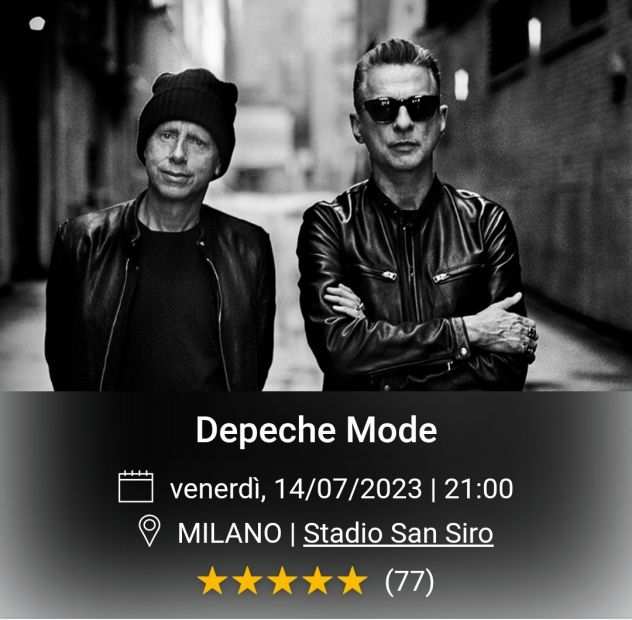 1 biglietto Depeche Mode Milano 14 luglio 2023