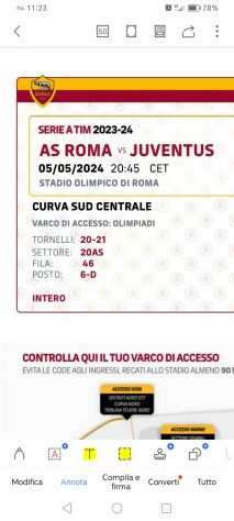 1 biglietto roma Juventus curva sud centrale