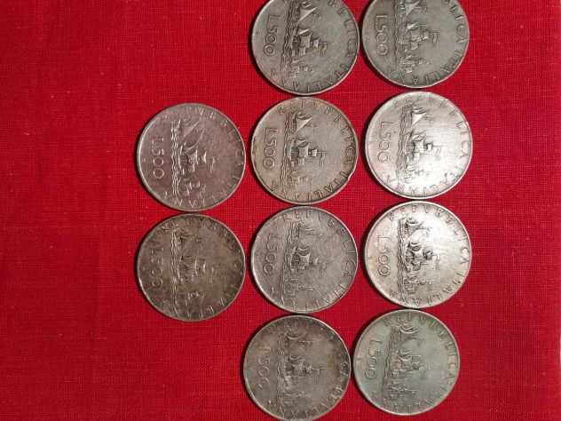 11 monete argento L. 500 Italia Caravelle