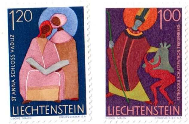 12 francobolli nuovi serie quotSaintsquot Liechtenstein