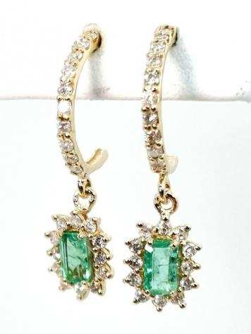 14 carati Oro - Orecchini Smeraldi - Diamante