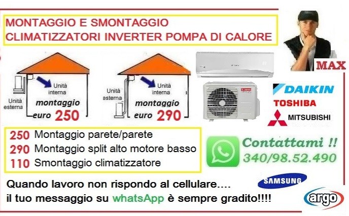 Montaggio climatizzatori inverter Ardea 250 euro