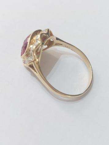 18 carati Oro - Anello Rubini - Diamanti