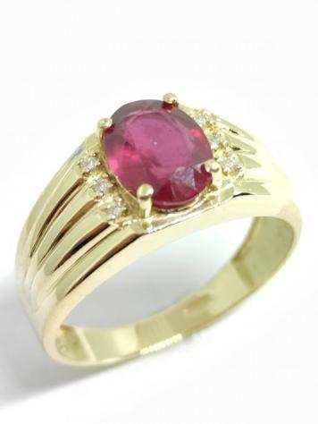 18 carati Oro - Anello Rubino - Diamante
