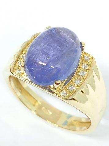 18 carati Oro - Anello Tanzanite - Diamanti