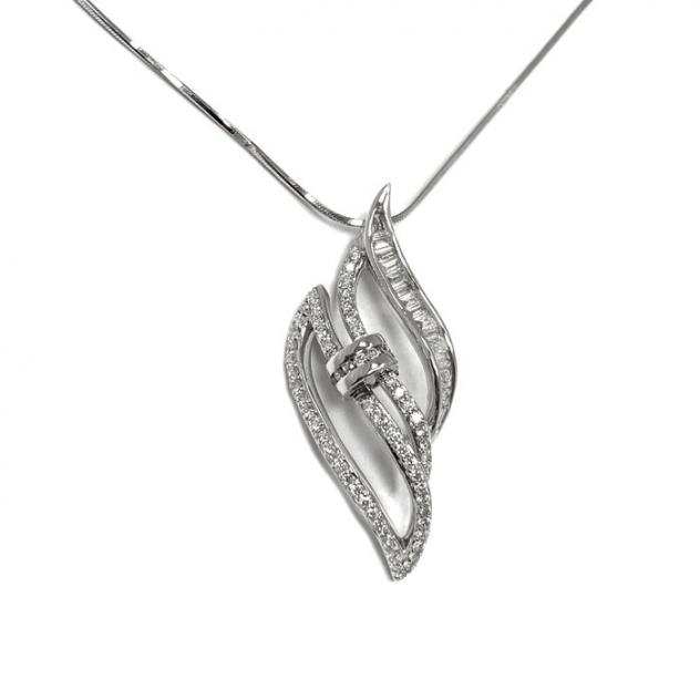 18 carati Oro bianco - Collana con ciondolo - 0.56 ct Diamante