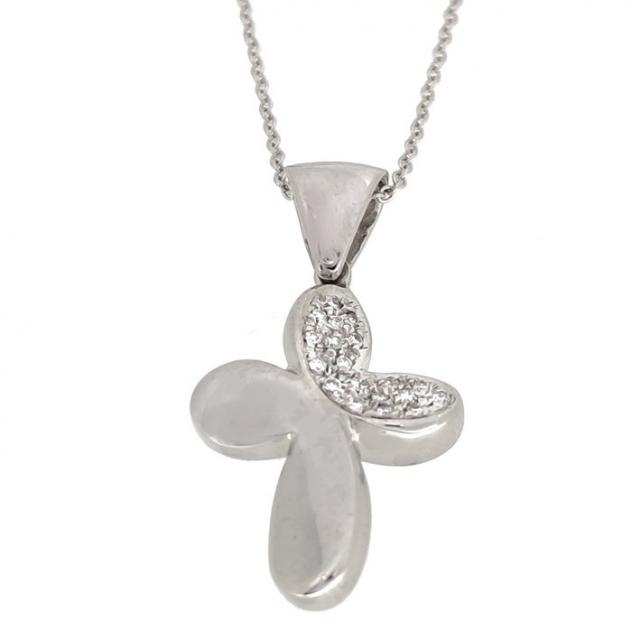 18 carati Oro bianco - Collana con pendente - 0.10 ct Diamanti