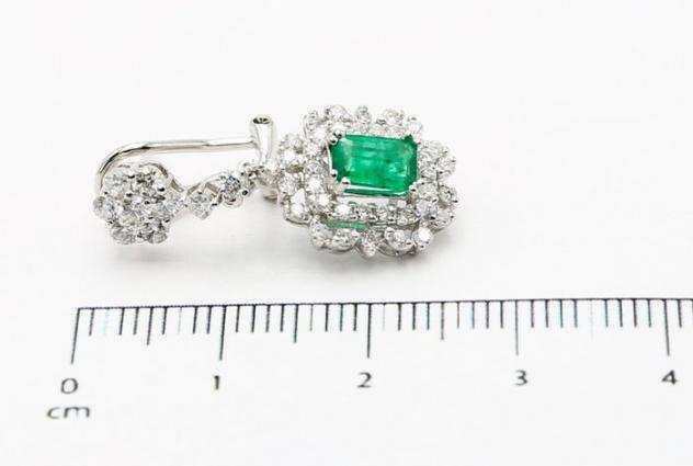18 carati Oro bianco - Orecchini Smeraldi - Diamanti