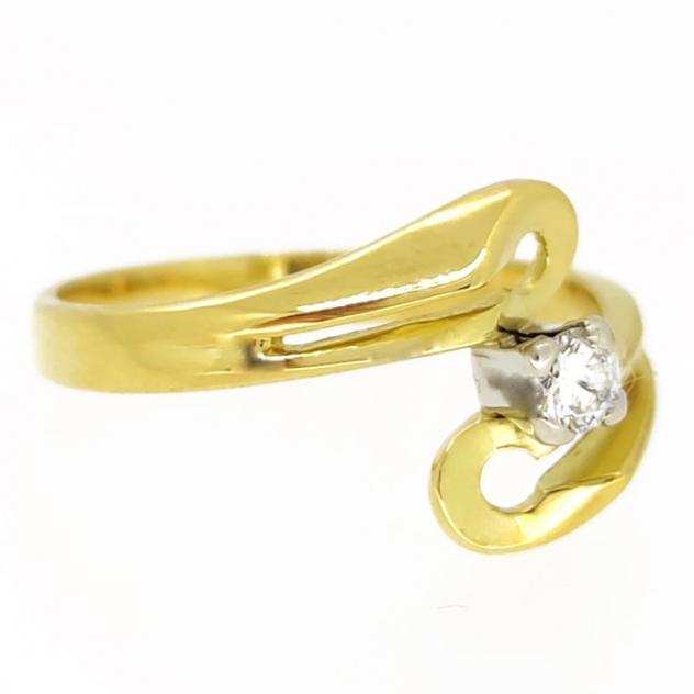 18 carati Oro bianco, Oro giallo - Anello - 0.09 ct Diamante