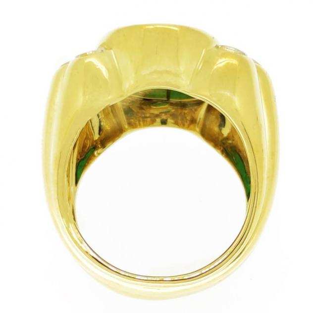 18 carati Oro bianco, Oro giallo - Anello - 0.80 ct Diamonds - Pietra Verde 5.00 Ct