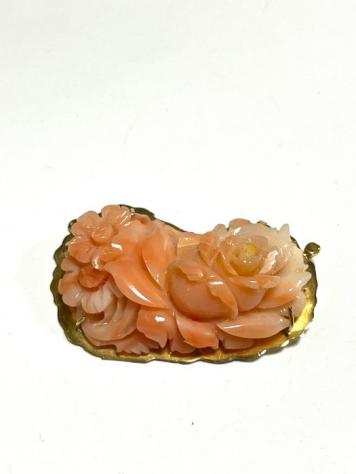 18 carati Oro - Chiusura per collana Corallo - rosa del pacifico