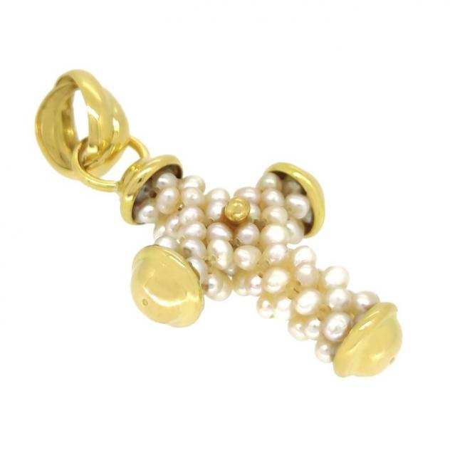 18 carati Oro - Ciondolo - Perle Akoya 3.66 mm