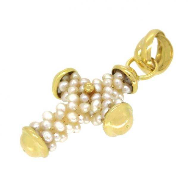 18 carati Oro - Ciondolo - Perle Akoya 3.66 mm