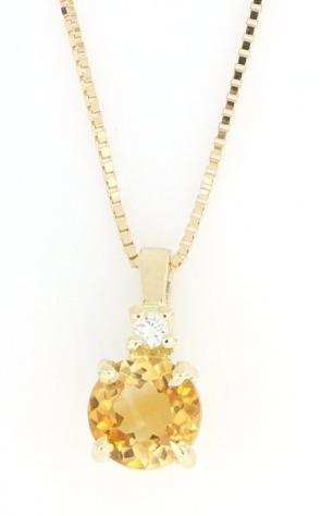 18 carati Oro - Collana con ciondolo - 0.01 ct Diamante - Citrini