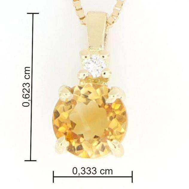 18 carati Oro - Collana con ciondolo - 0.01 ct Diamante - Citrini