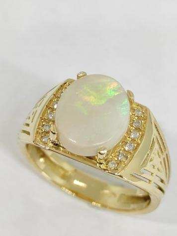 18 carati Oro giallo - Anello - 2.50 ct Opale - Diamanti