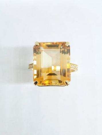 18 carati Oro giallo - Anello - 8.00 ct Quarzo citrino - Diamanti