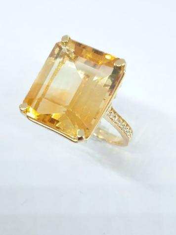 18 carati Oro giallo - Anello - 8.00 ct Quarzo citrino - Diamanti