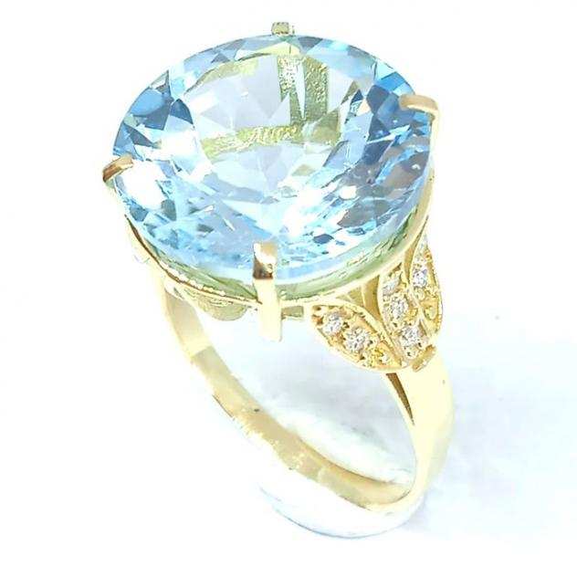 18 carati Oro giallo - Anello - 9.66 ct Topazio - Diamanti