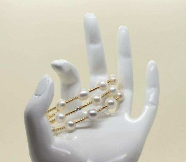18 carati Oro giallo - Bracciale Perla drsquoacqua dolce - Diamanti