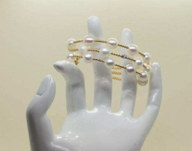 18 carati Oro giallo - Bracciale Perla drsquoacqua dolce - Diamanti