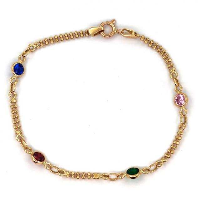 18 carati Oro giallo - Bracciale Perle varie - Pietre colorate