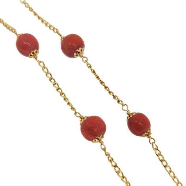 18 carati Oro giallo - Collana - Coralli rossi del mediterraneo 11.50 mm