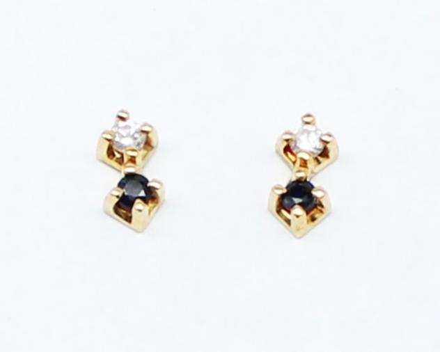 18 carati Oro giallo - Orecchini Diamante - Zaffiri