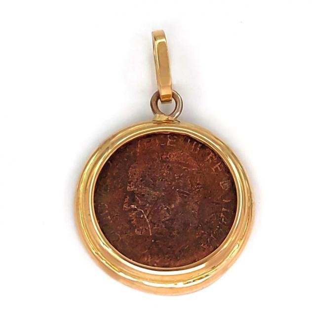 18 carati Oro giallo - Pendente - Moneta Vittorio Emanuele III Re dItalia di bronzo