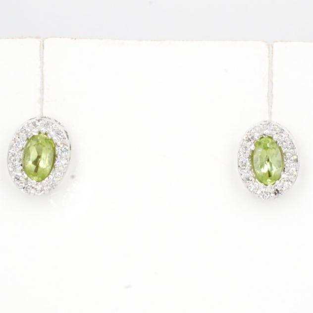 18 carati Oro - Orecchini - 0.56 ct Diamante - Peridoti