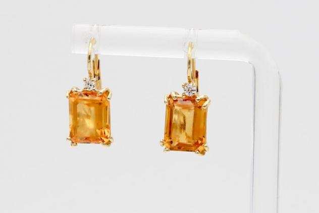 18 carati Oro - Orecchini Citrini - Diamanti