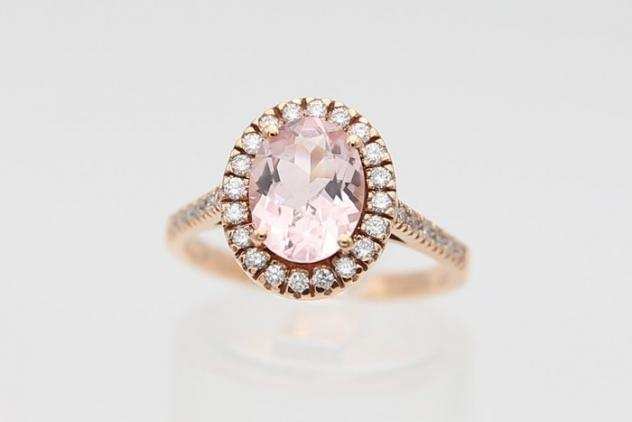 18 carati Oro rosa - Anello Morganite - Diamante