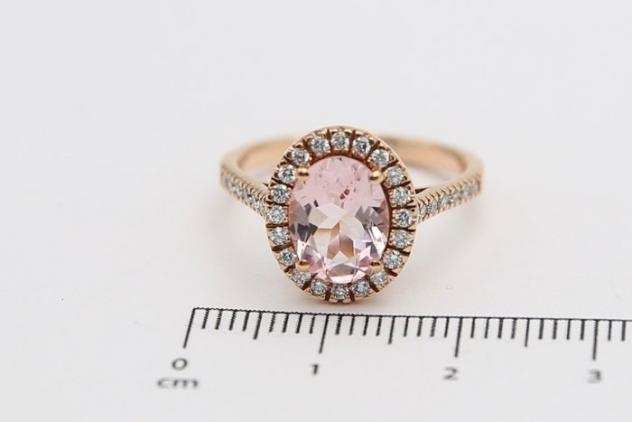 18 carati Oro rosa - Anello Morganite - Diamante