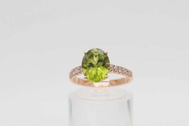 18 carati Oro rosa - Anello Peridoto - Diamanti