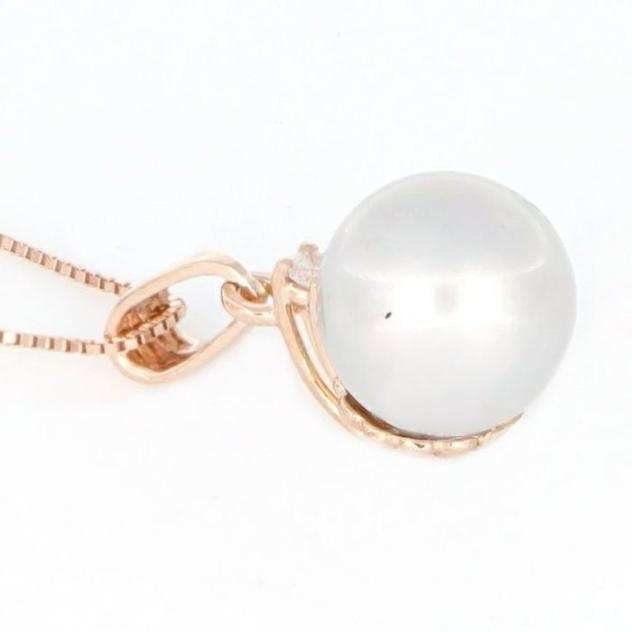 18 carati Oro rosa - Collana con ciondolo Diamante - perla dacqua dolce haiti