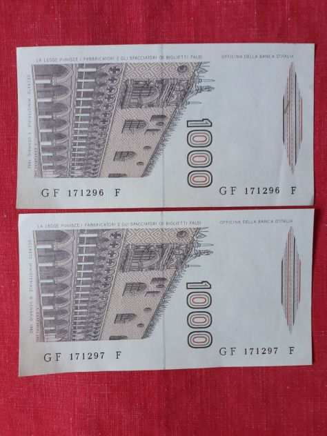 2 Banconote L. 1000 M. Polo 1982 consecutive SPL