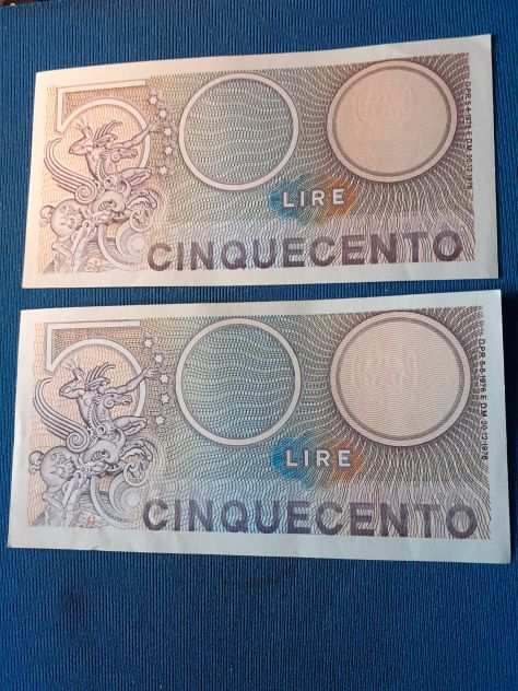 2 banconote L 500 Italia Aretusa FDS