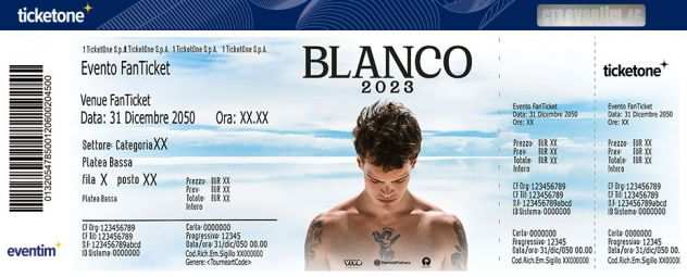 2 BIGLIETTI BLANCO STADIO OLIMPICO 04-07-2023
