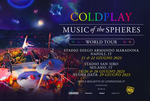 2 Biglietti Coldplay (accanto) - Milano - 290623 - Settore 1