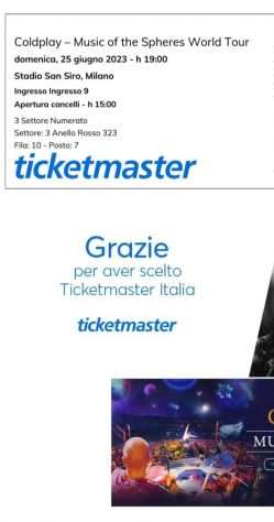 2 Biglietti Coldplay Milano 25 giugno