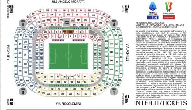 2 biglietti Inter-Fiorentina Stadio San Siro Secondo Anello Rosso 01-04-2023