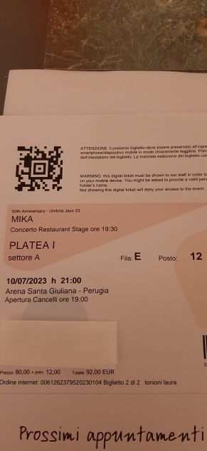 2 Biglietti Mika Umbria jazz 10723